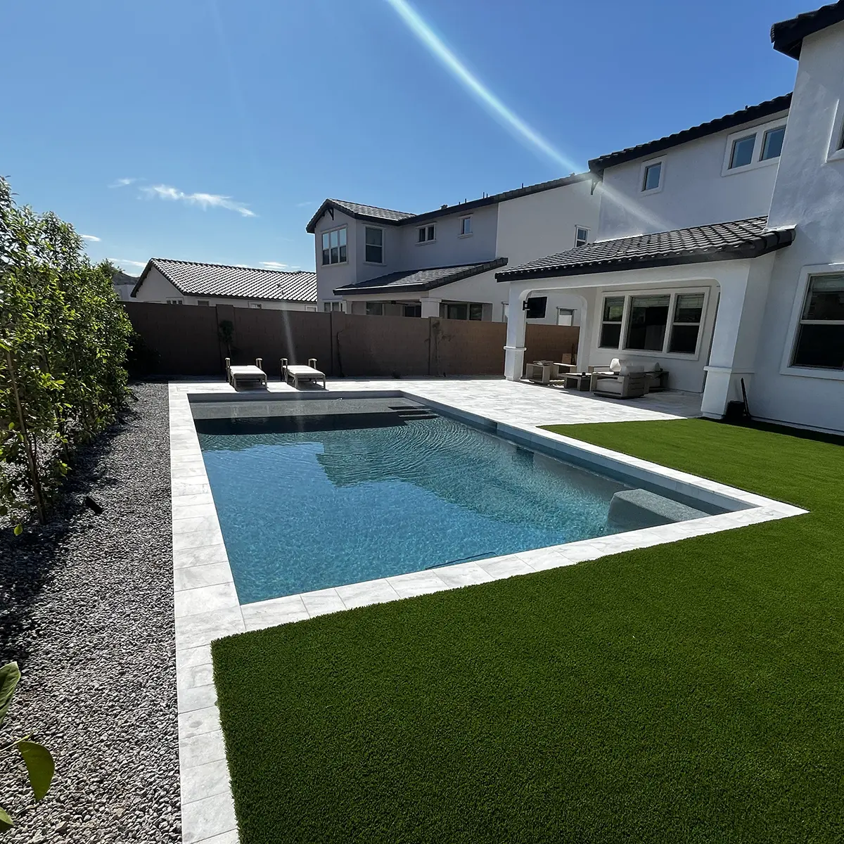 Pool in backyard