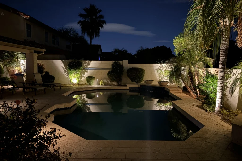 Pool at night in Arizona