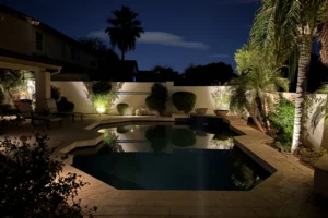 Pool at night in Arizona