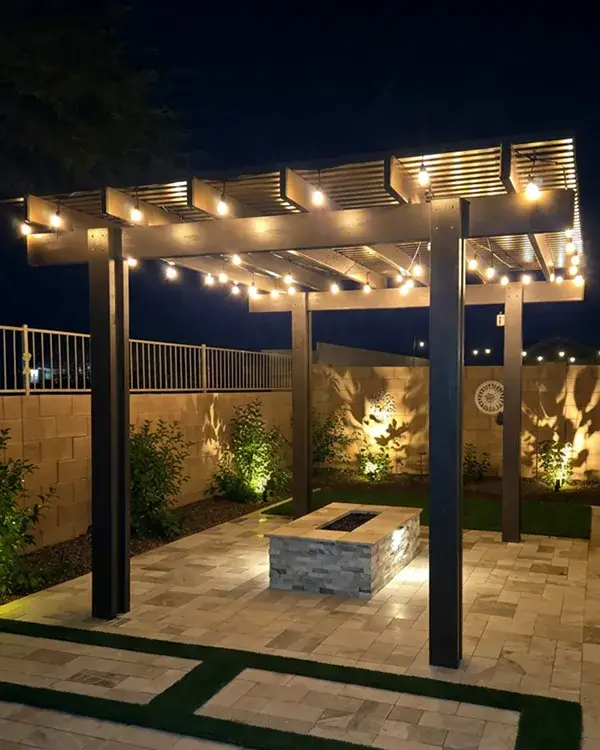 Outdoor lighting on pergola