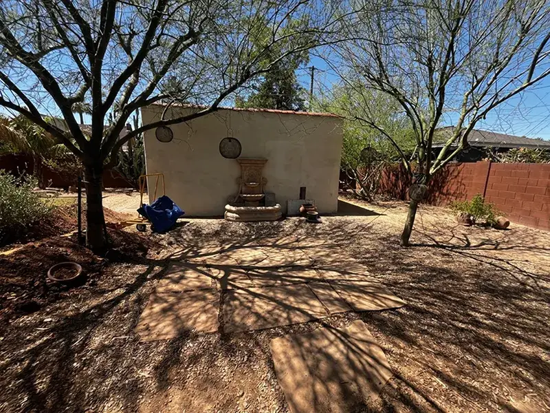 Old fountain in backyard