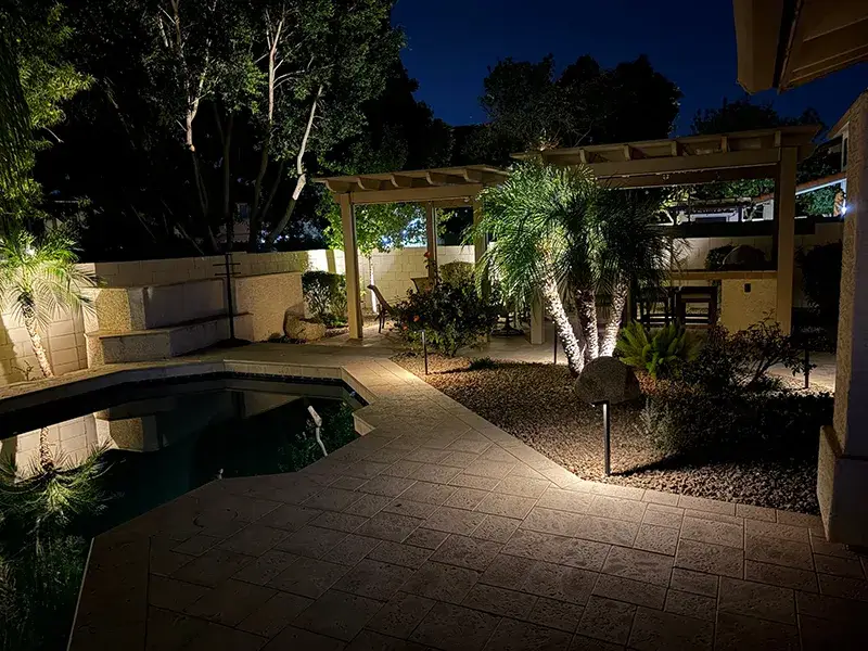 Outdoor lighting around pool