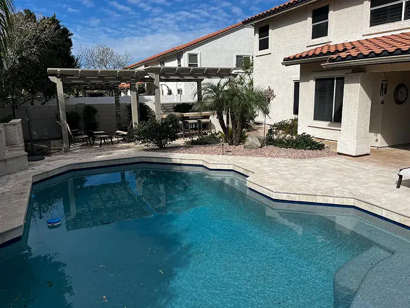 Before photo of outdoor lighting by pool